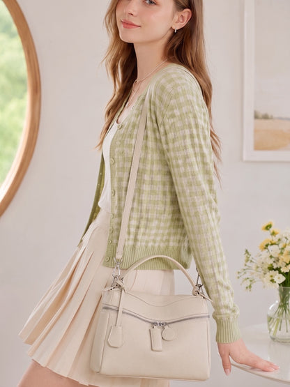 Chic Genuine Leather Square Pillow Clutch Bag