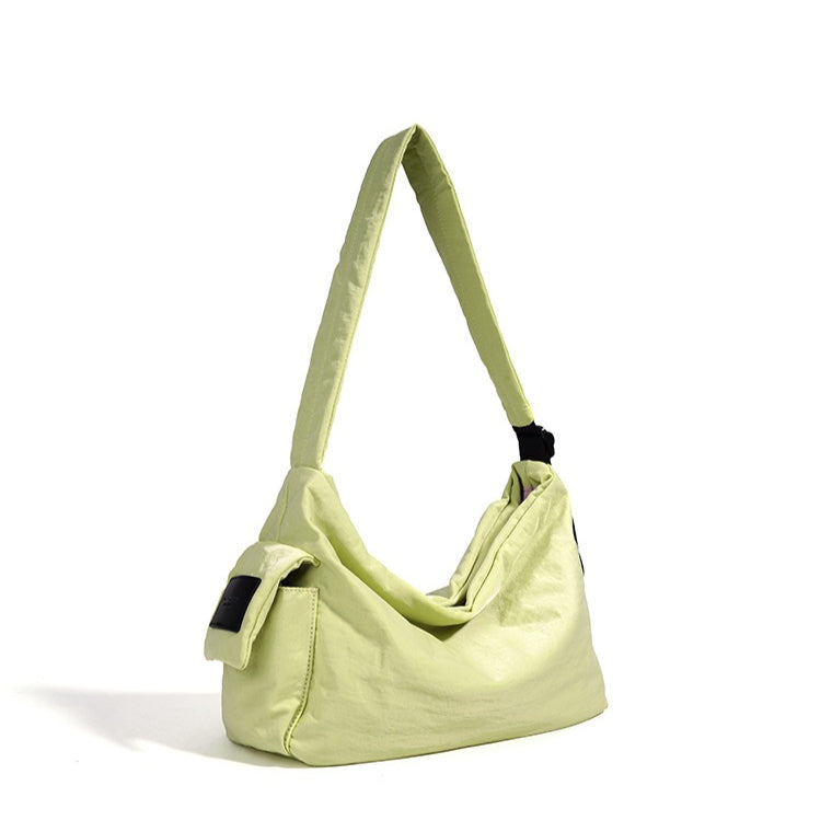 Minimalist Slouchy Nylon Shoulder Clutch Bag