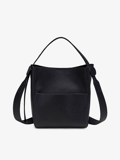 Supple Pebbled Vegan Eco-Leather Bucket Clutch Bag