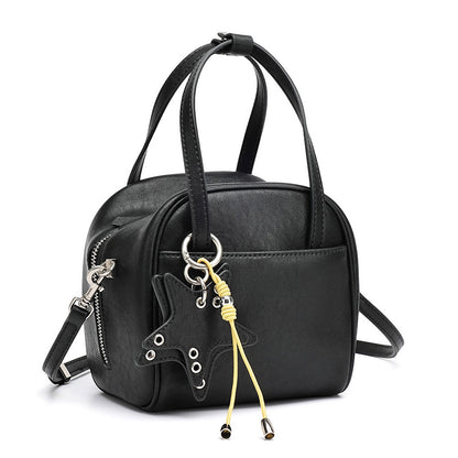 Geantă clutch Boston mini, mică și șic, din piele naturală, cu accesoriu jucăuș în formă de stea
