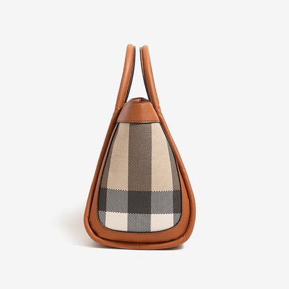 Sophisticated British Plaid Vegan Eco-Leather Tote Clutch Bag