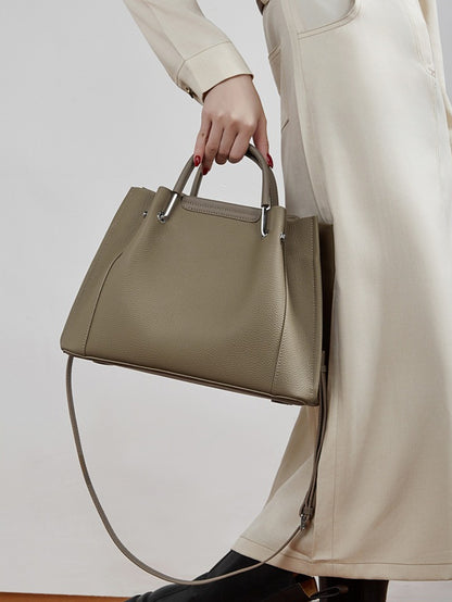 Women's Executive Trapezoid Genuine Leather Tote Bag