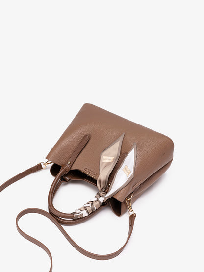 Elegant Brown Pebbled Vegan Eco-Leather Crossbody Clutch Bag