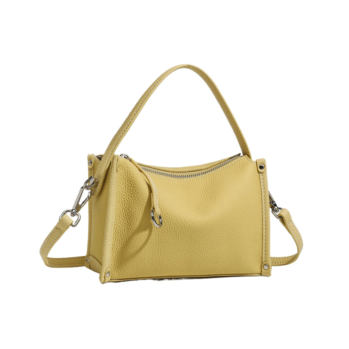 Pochette minimalista a tracolla in vera pelle martellata dalle linee essenziali