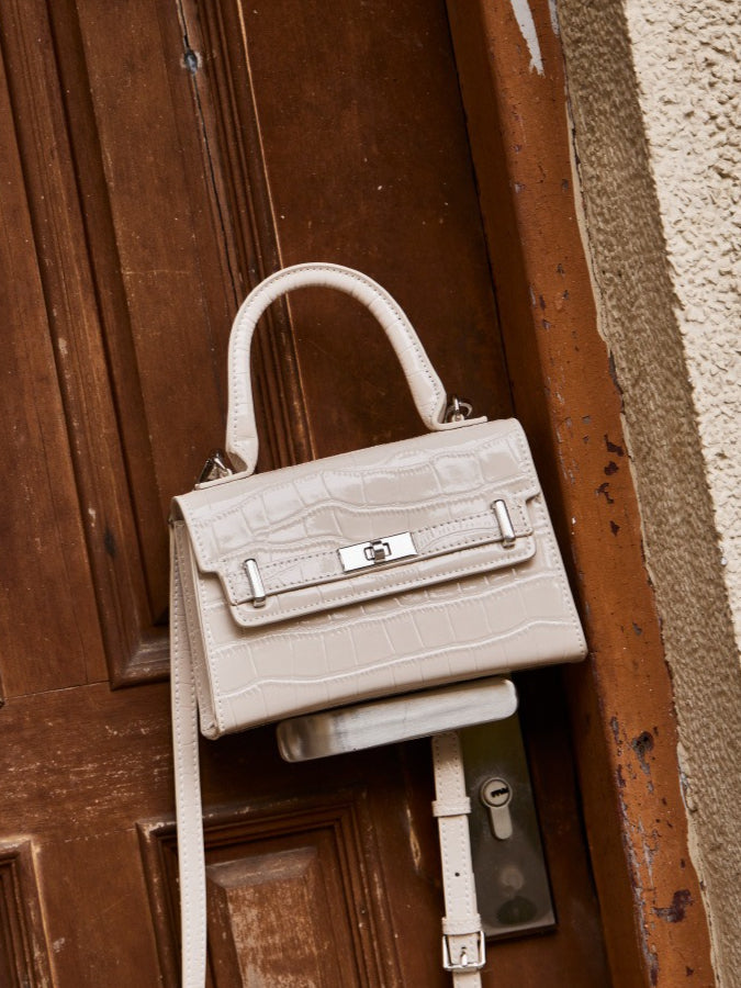 Minimalist Crocodile Pattern Handheld Genuine Leather Crossbody Bag