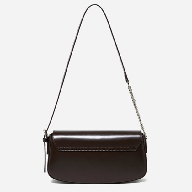 Minimalist Vintage Genuine Leather Baguette Saddle Bag
