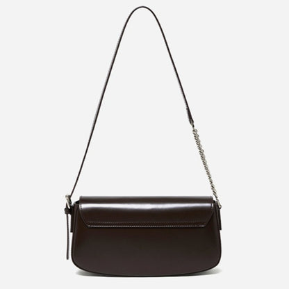 Minimalist Vintage Genuine Leather Baguette Saddle Bag