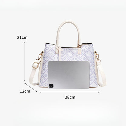 Classic Brocade Vegan Eco-Leather Mini Tote Clutch Bag with Hollow Charm