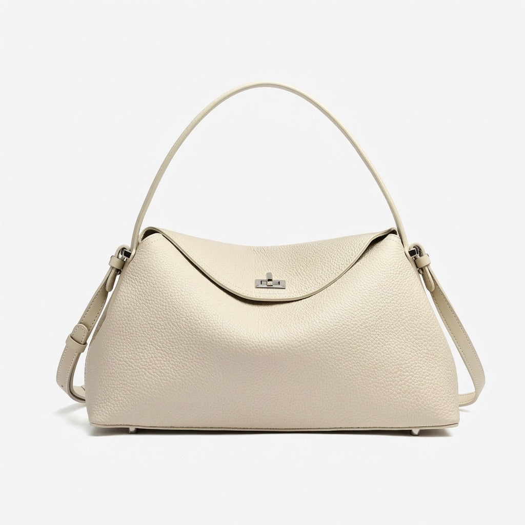 Slouchy Pebbled Genuine Leather Pillow Flip Clutch Bag