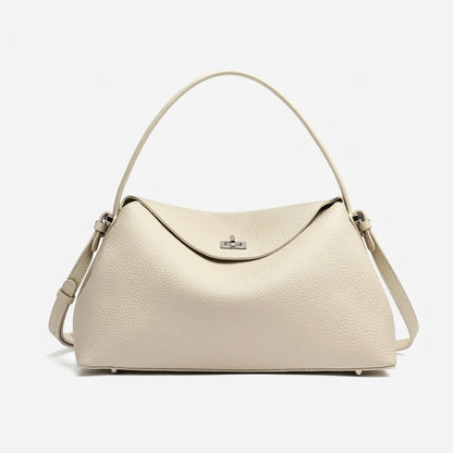 Slouchy Pebbled Genuine Leather Pillow Flip Clutch Bag