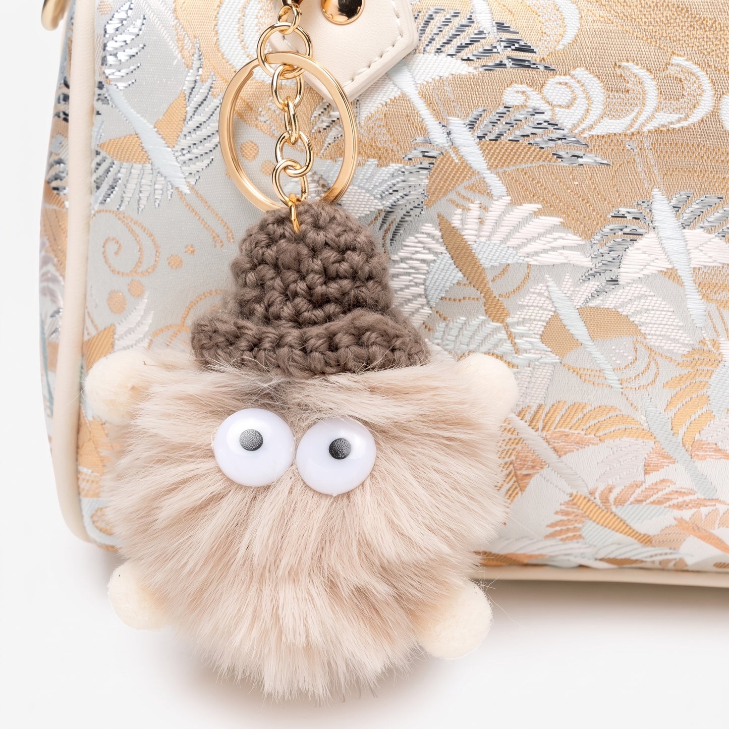 Delicate Crane Vegan Eco‑Leather Barrel Clutch Bag with Playful Charm