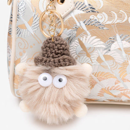 Delicate Crane Vegan Eco‑Leather Barrel Clutch Bag with Playful Charm