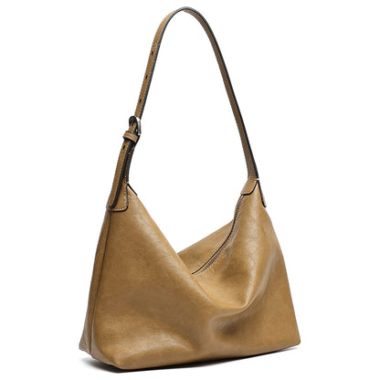 Supple Slouchy Genuine Leather Crescent Hobo Clutch Bag