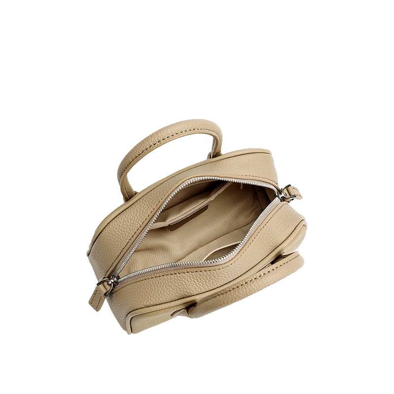 Mini borsa Boston pochette imbottita in vera pelle martellata
