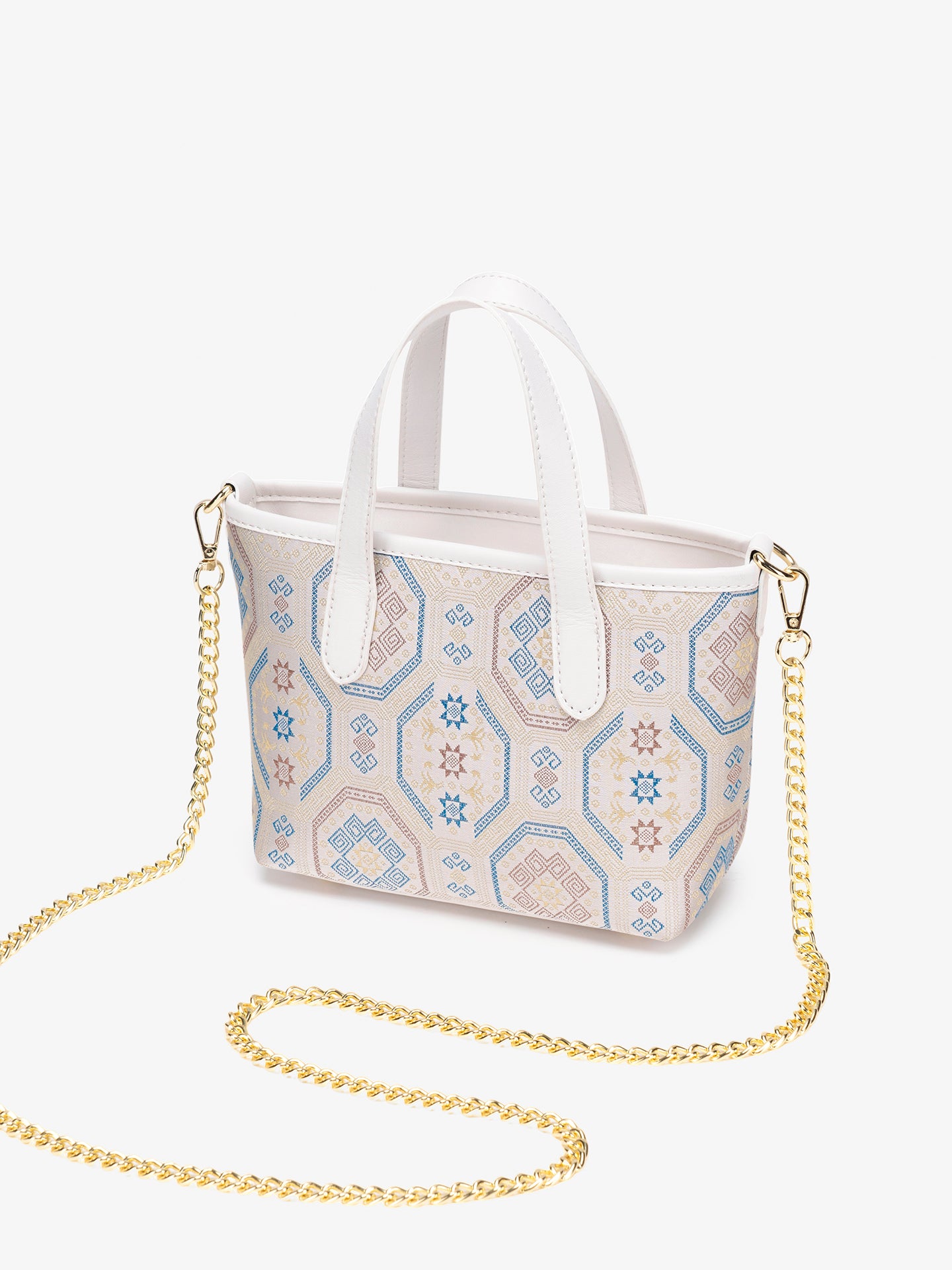 Noble Geometric Pattern Vegan Eco‑Leather Mini Tote Clutch Bag