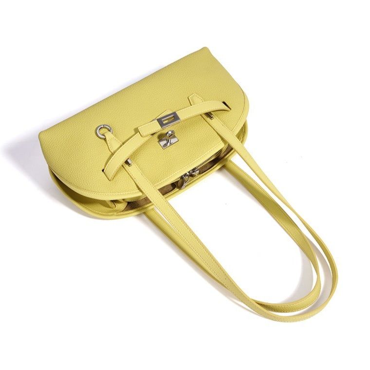Vibrant Genuine Leather Large Capacity Half-Moon Clutch Bag