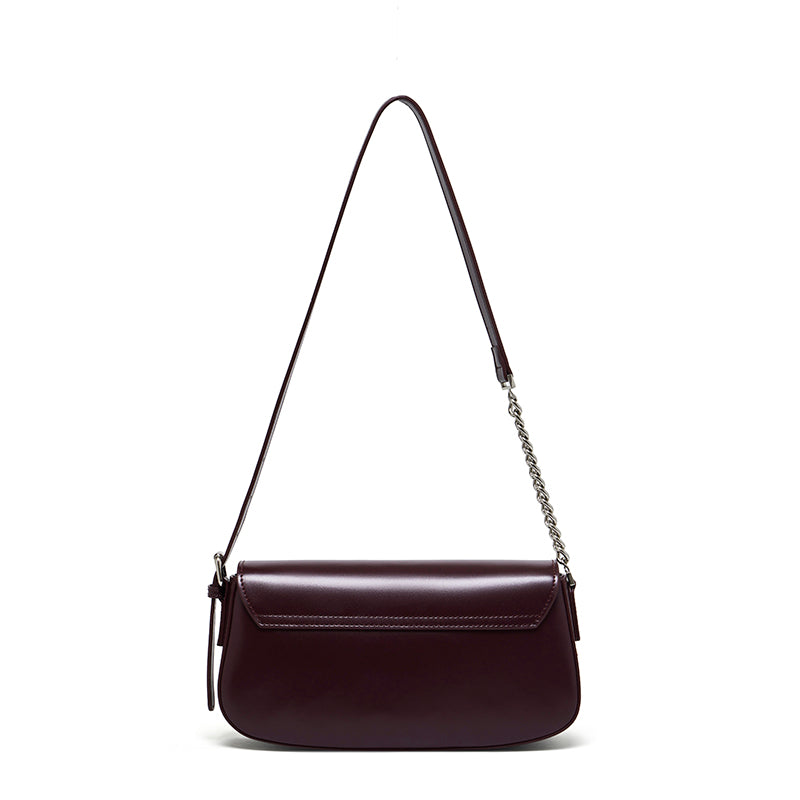 Minimalist Vintage Genuine Leather Baguette Saddle Bag