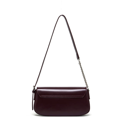 Minimalist Vintage Genuine Leather Baguette Saddle Bag