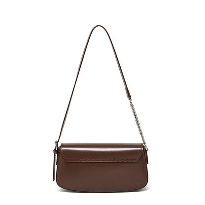 Minimalist Vintage Genuine Leather Baguette Saddle Bag