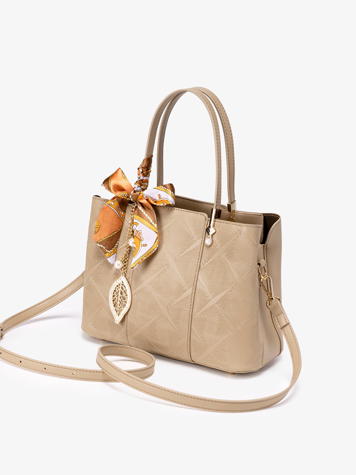 Timeless Vegan Eco-Leather Clutch Bag with Silk Scarf Charm