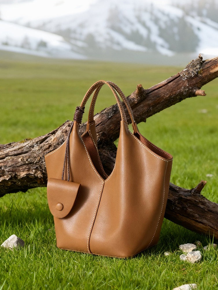 The Artisan Weave Genuine Leather Hobo Tote Bag with Detachable Strap