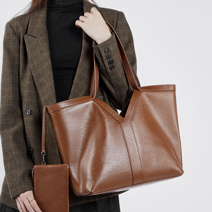 Herbstliche Tragetasche aus echtem Leder im koreanischen Stil