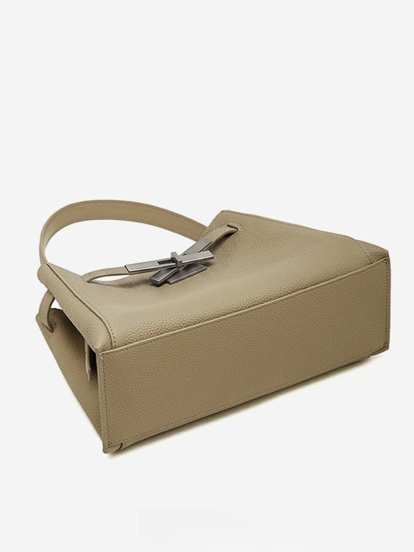 Sophisticated Kelly Genuine Leather Large Capacity Versatile Bucket Tote Bag