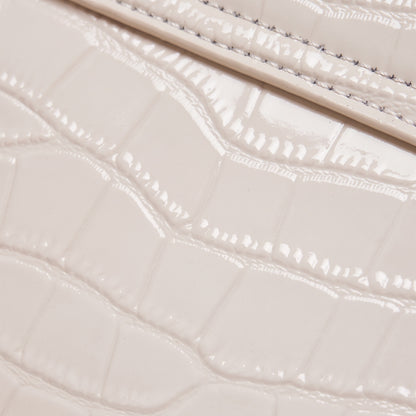 Borsa a tracolla minimalista in vera pelle effetto coccodrillo con manico