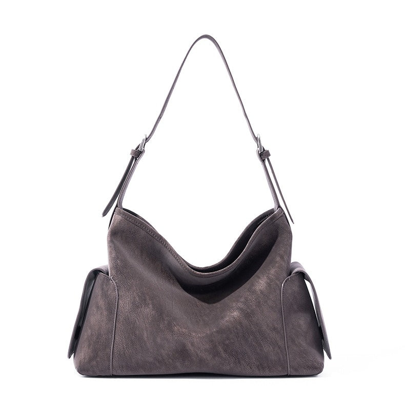 アーバン ノマド 本革バッグ | 大きめ スラウチ ショルダーバッグ サイドポケット付き