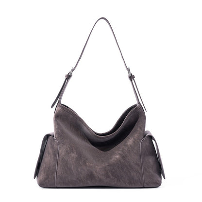 アーバン ノマド 本革バッグ | 大きめ スラウチ ショルダーバッグ サイドポケット付き