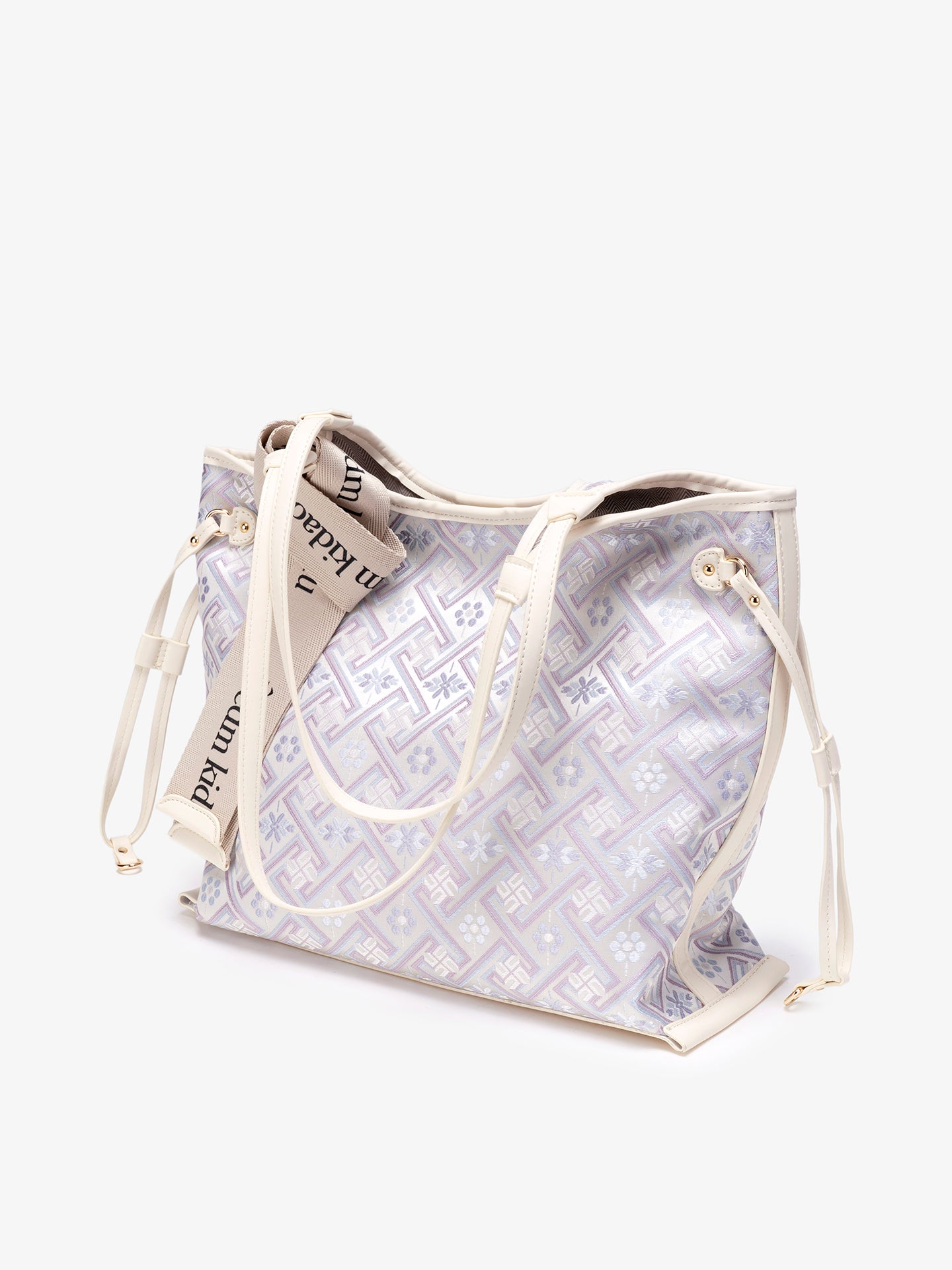 Elegant Oriental Embroidery Vegan Eco-Leather Tote Clutch Bag with Charm