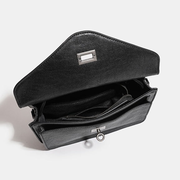 Retro Geometric Envelope Genuine Leather Messenger Clutch Bag