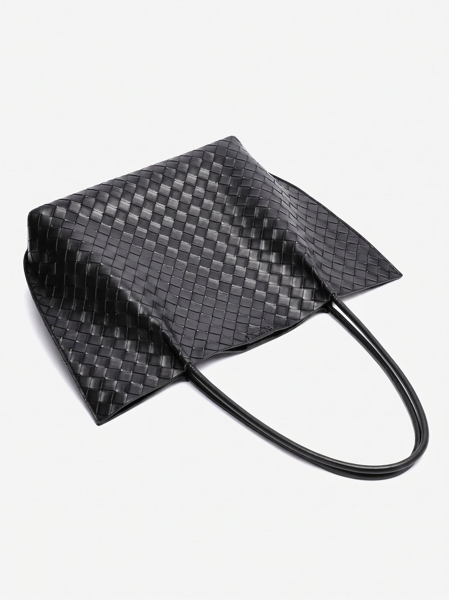 Minimalist Woven Genuine Leather Spacious Tote Clutch Bag