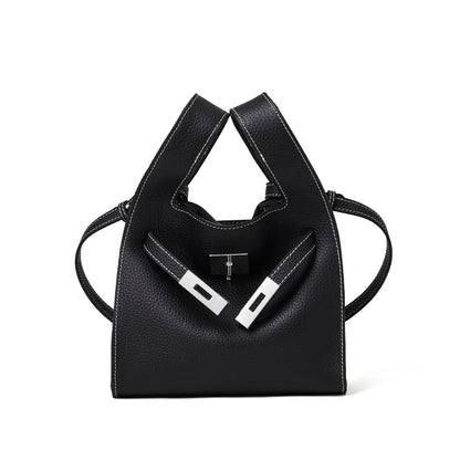 Borsa classica a secchiello chic in vera pelle per tutti i giorni, a tracolla