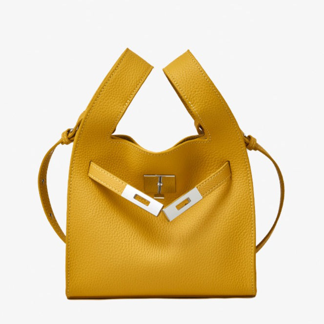 Classic Genuine Leather Chic Daily Crossbody Bucket Bag