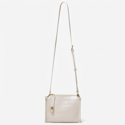 Borsa vintage a spalla e tracolla con manico in vera pelle effetto coccodrillo lucido