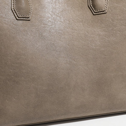 Minimalist Soft Genuine Leather Magnetic Slouchy Tote Shoulder Bag