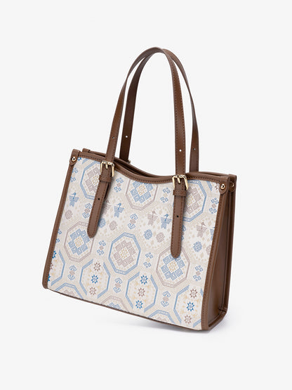 Graceful Geometric Vegan Eco-Leather Tote Clutch Bag