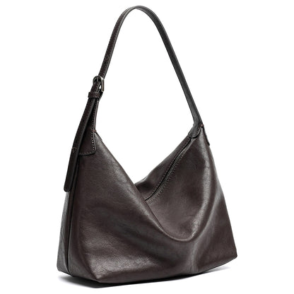 Supple Slouchy Genuine Leather Crescent Hobo Clutch Bag