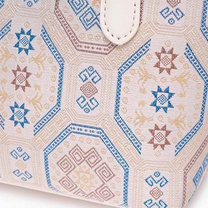 Noble Geometric Pattern Vegan Eco‑Leather Mini Tote Clutch Bag
