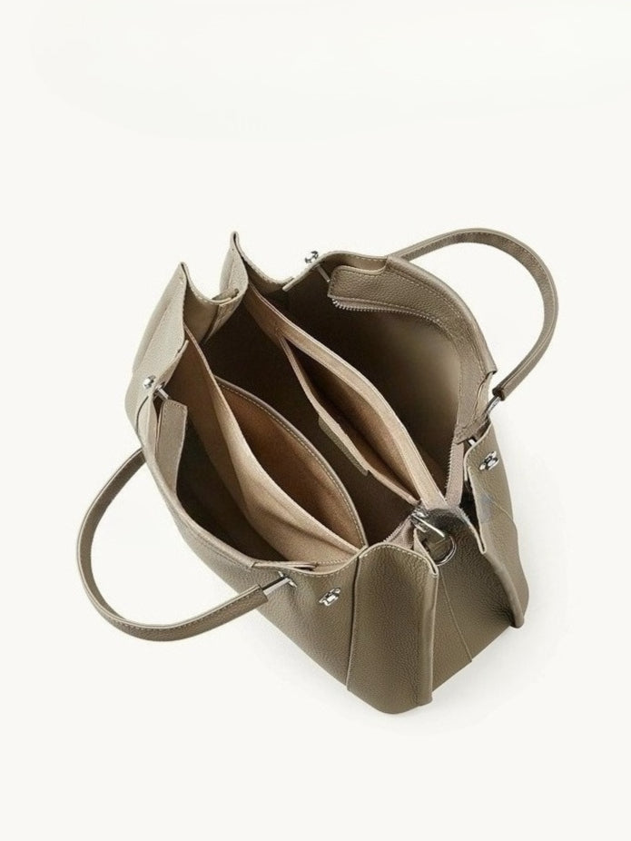 Women's Executive Trapezoid Genuine Leather Tote Bag