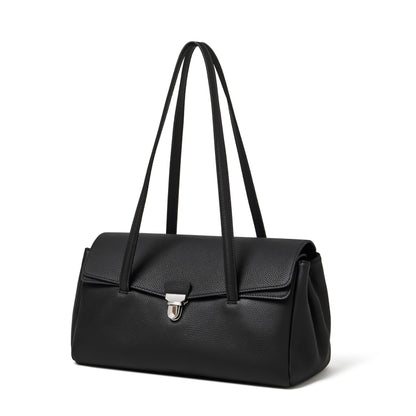 Sac pochette fourre-tout en cuir véritable à texture grainée grain de riz élégante