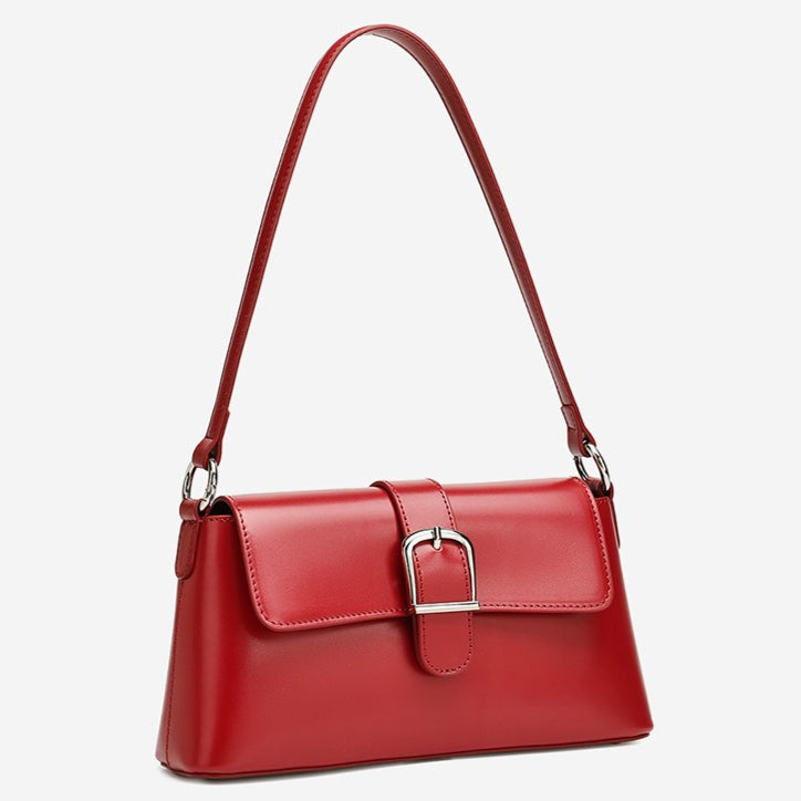 Retro Genuine Leather Baguette Clutch Bag