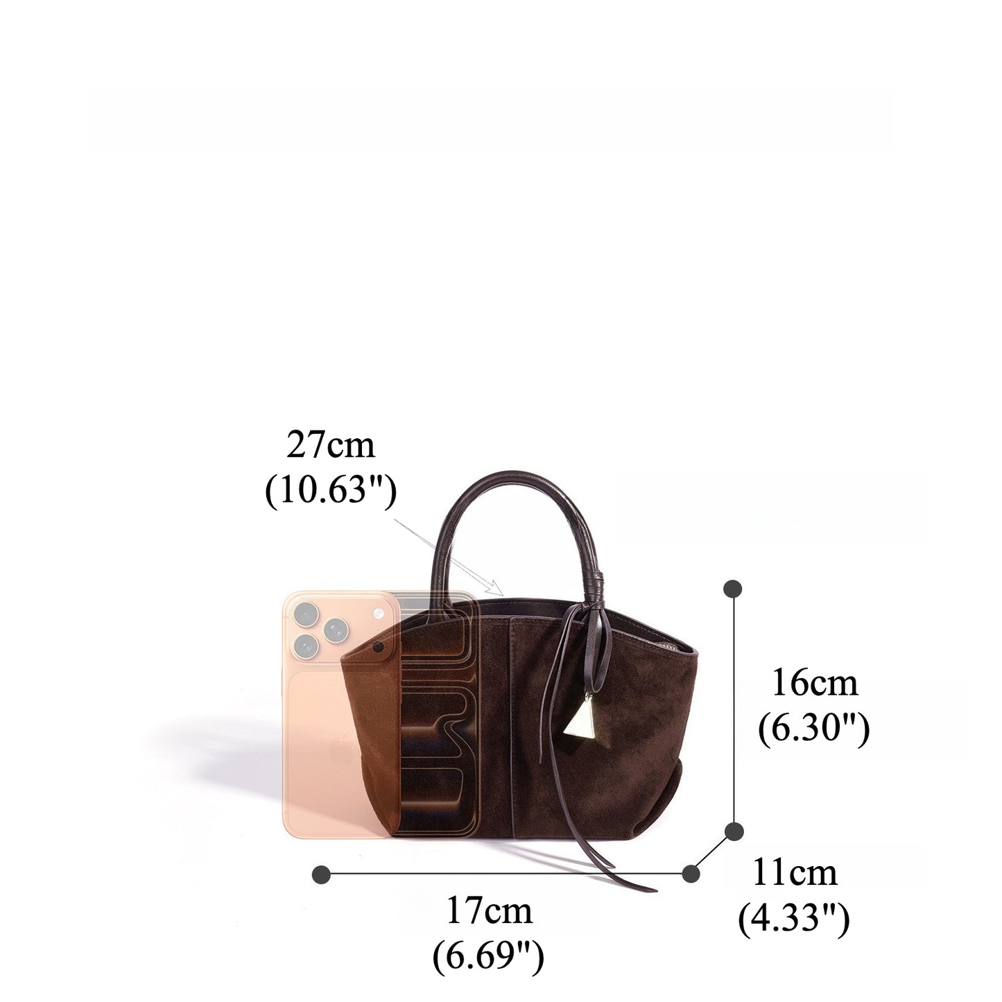 Minimalist Suede Genuine Leather Trapezoidal Clutch Bag