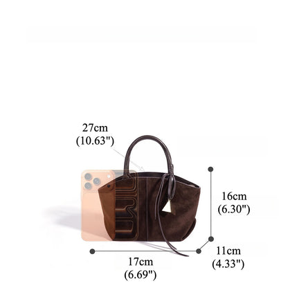 Minimalist Suede Genuine Leather Trapezoidal Clutch Bag