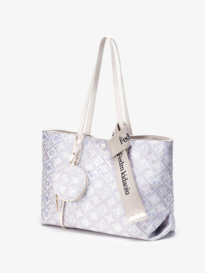 Opulent Brocade Texture Vegan Eco-Leather Tote Shoulder Bag
