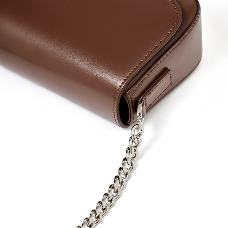 Minimalist Vintage Genuine Leather Baguette Saddle Bag