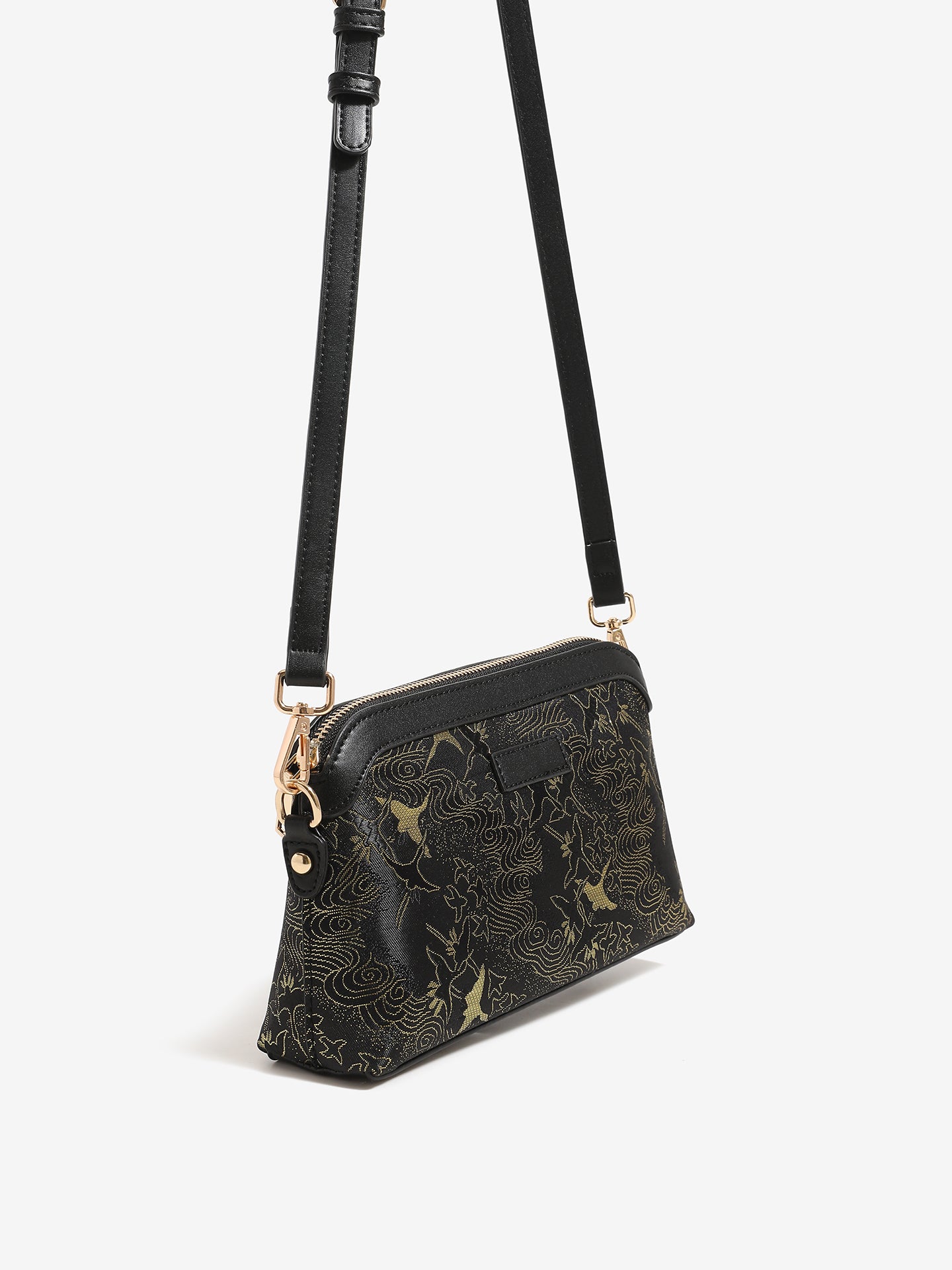 Opulent Crane Pattern Vegan Eco-Leather Clutch Bag