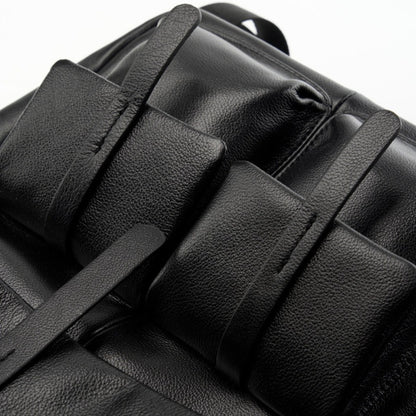Minimalist Large Capacity Pebbled Genuine Leather Flap Backpack