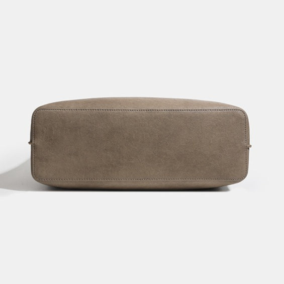 Minimalist Soft Genuine Leather Magnetic Slouchy Tote Shoulder Bag